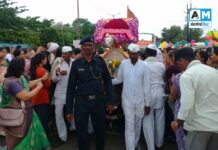 टाळ – मृदुंगाच्या गजरात संत गजानन महाराजांच्या पालखीचे आगमन : भाविकांनी घेतले दर्शन